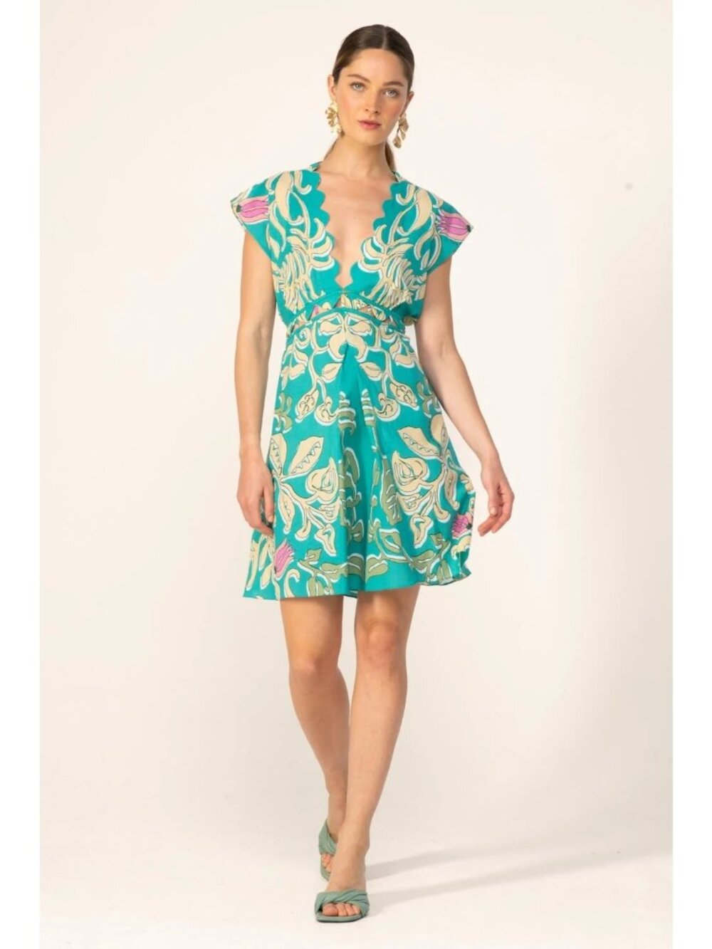 NWT Poupette St Barth Hazel Mini Dress Turquoise Ritual Size Medium